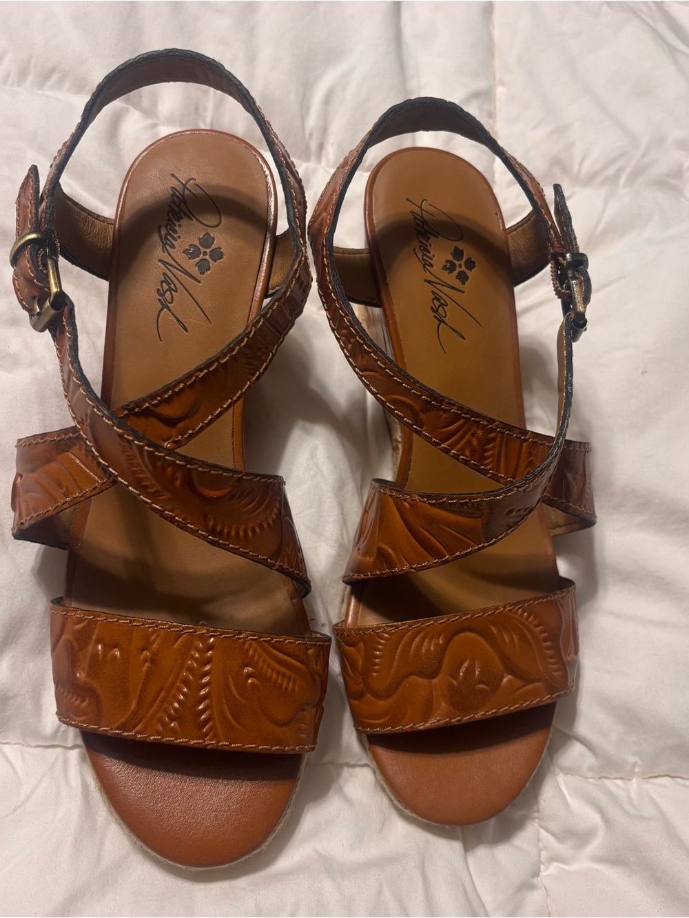 Patricia Nash Embossed Tan Leather Shoes